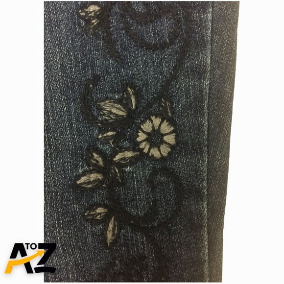 Style & Co Denim Womens Pants SIze 8 Petite Straight Leg Ankle Pockets Flower - Picture 5 of 13